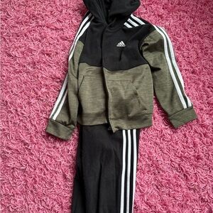 Adidas Youth Black and Olive Hoodie Set